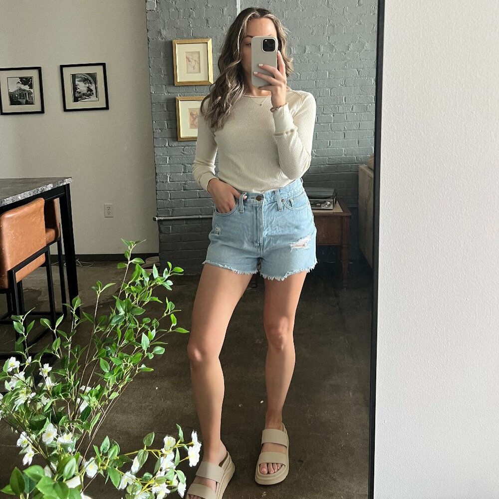 Tan Waffle Knit Long Sleeve Top